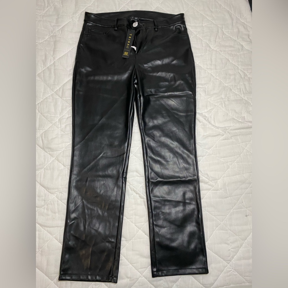 Tribal. 
Black High Rise Faux Leather 5 Pocket Straight Leg Pant- Size 10